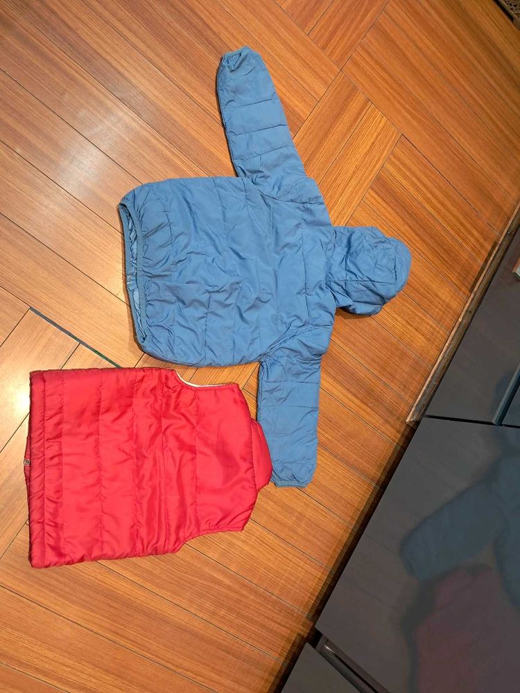 3) Baby Girls Puffer Jacket &amp; Vest Set Reversable