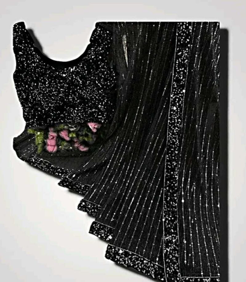 Stunning Black Sequin Saree