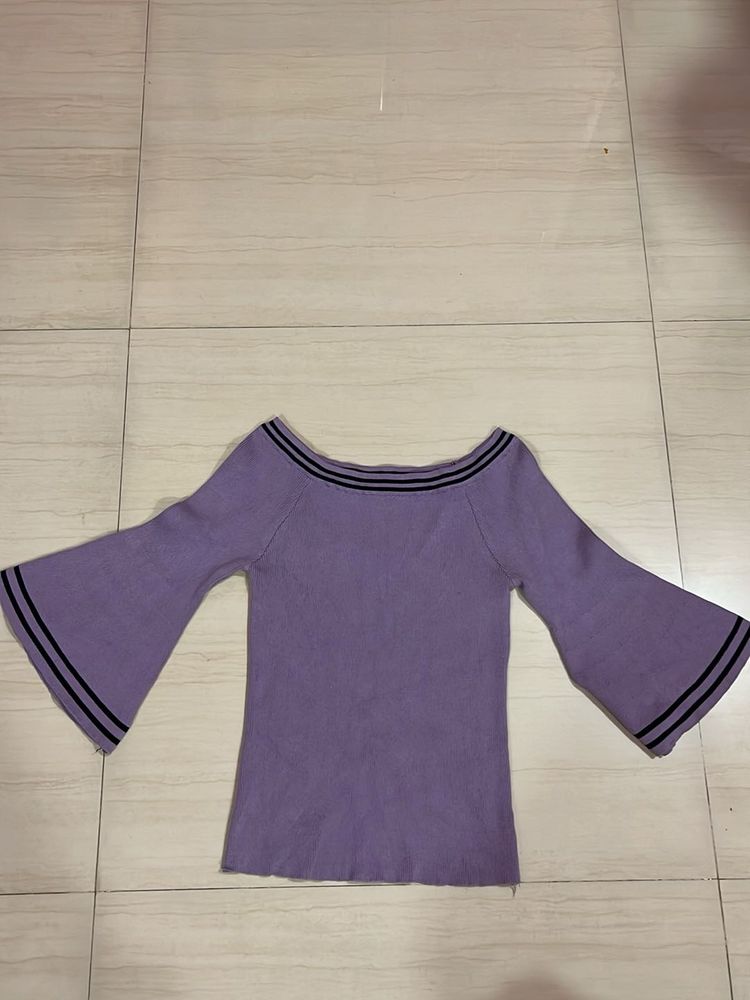 Purple Bell Sleeve Knit Top