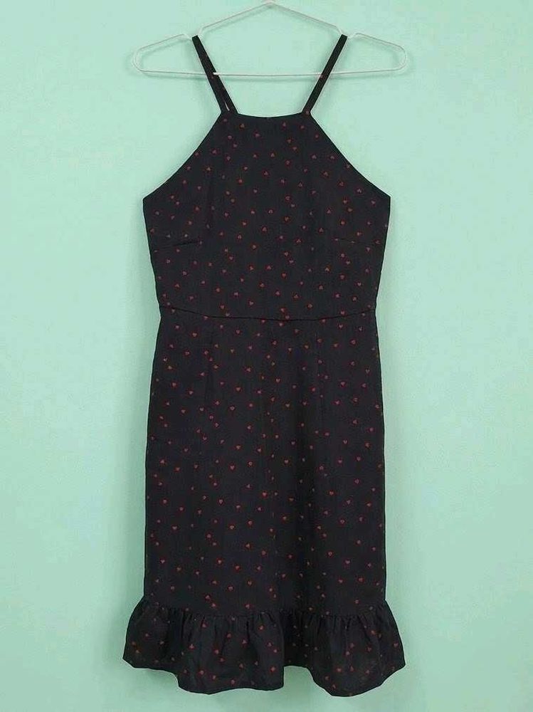 Chic Black Dress with Red Hearts