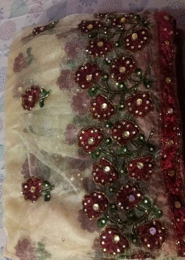 Embroidered Net Saree (ready to wear)