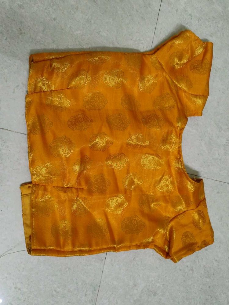 orange Brocade Blouse