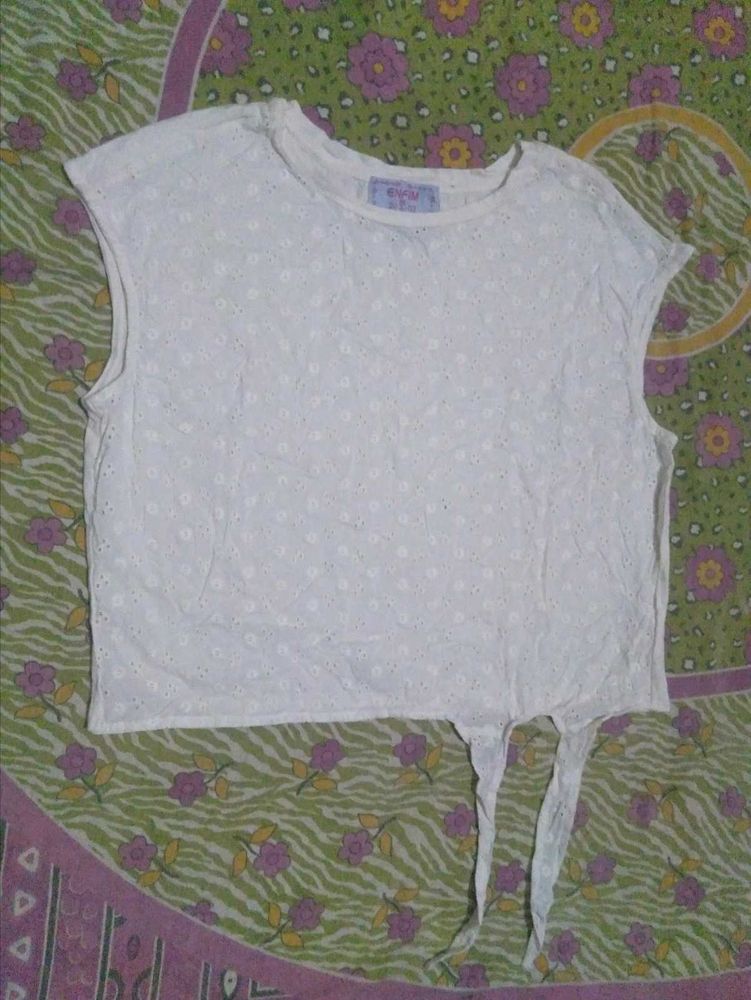 White Broderie Anglaise Crop Top