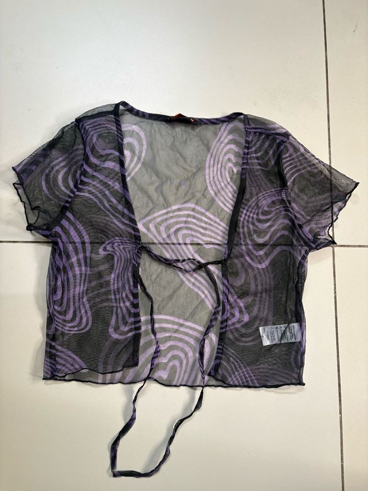 Sheer Swirl Print Tying Top