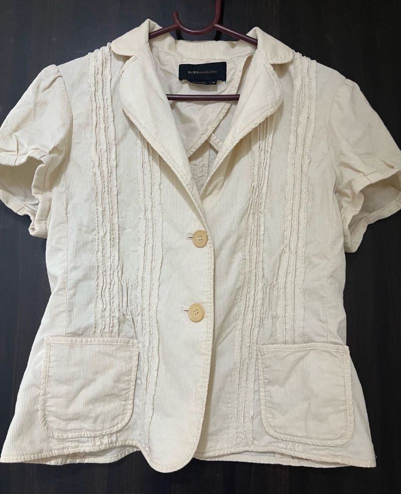 Chic Cream Corduroy Button-Up Top