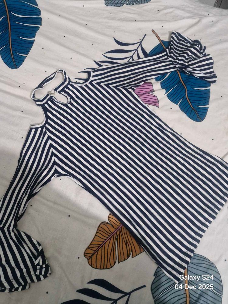 Striped Cold Shoulder Top