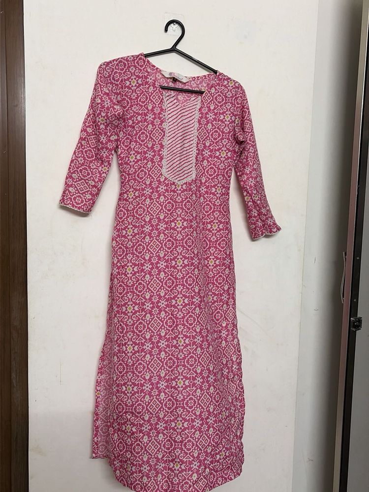 Pink Printed Kurta
