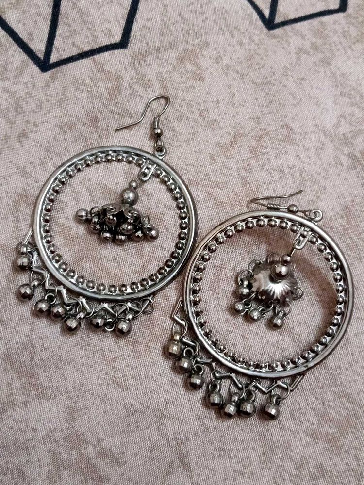 Boho Hoop Earrings with Tassel Charms