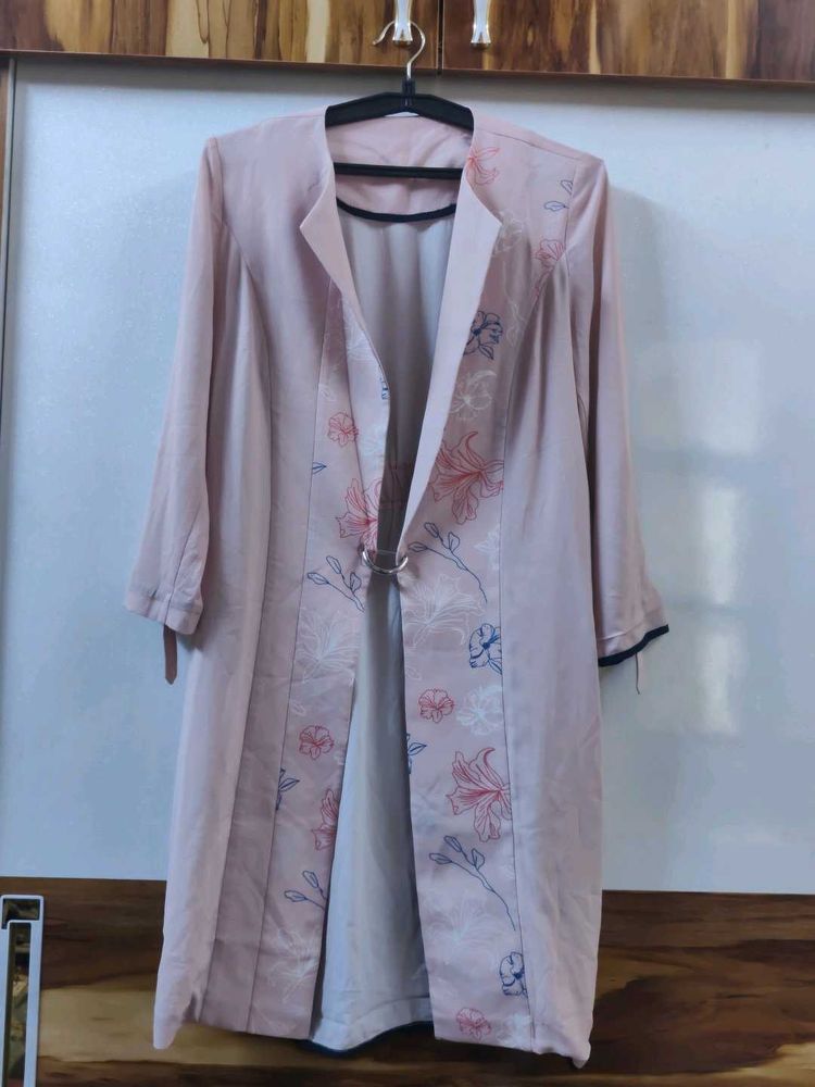 Elegant Pink Floral Long Shrug