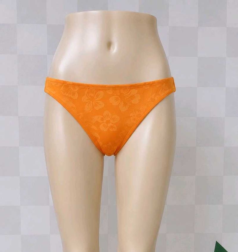 (1300)Orange Floral Bikini Bottom