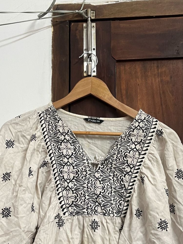 Bohemian Embroidered Cotton Top