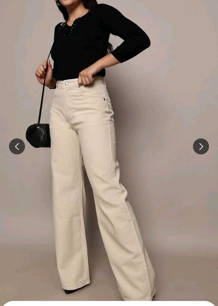 H&amp;M wide twill trousers