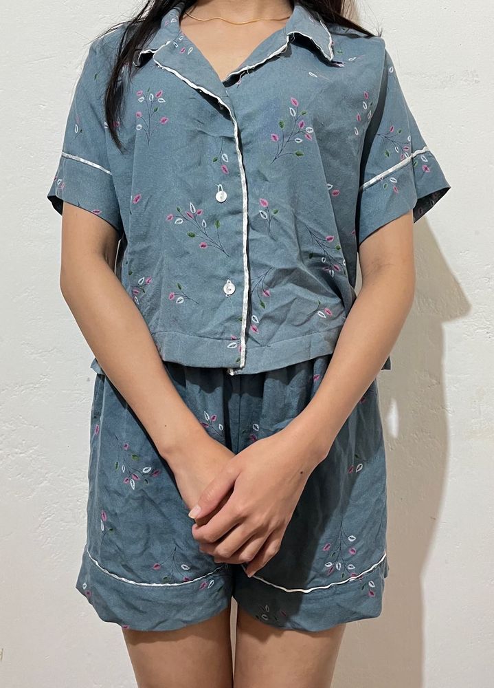 Cute Floral Print Pajama Set
