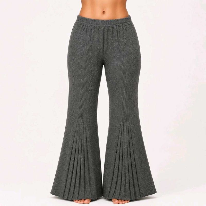 Flared Ribbed Knit Pants