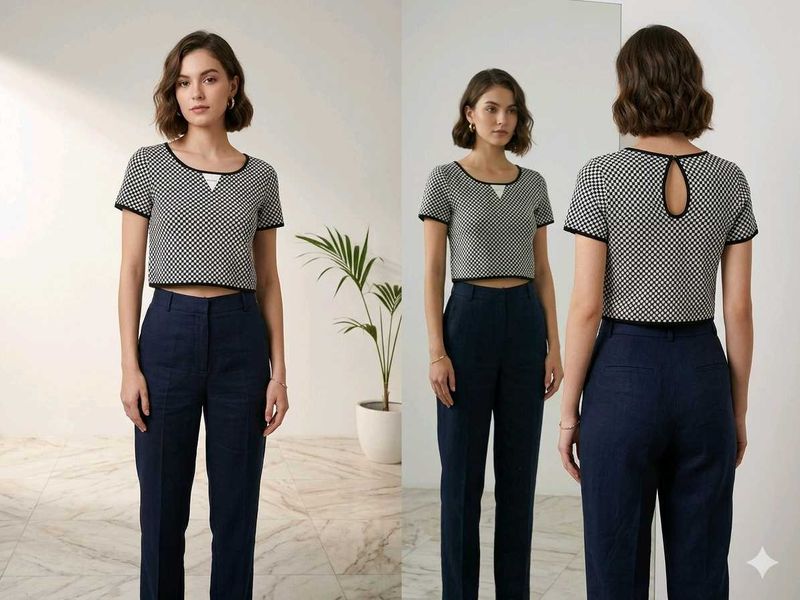 Chic Cropped Checkerboard Top