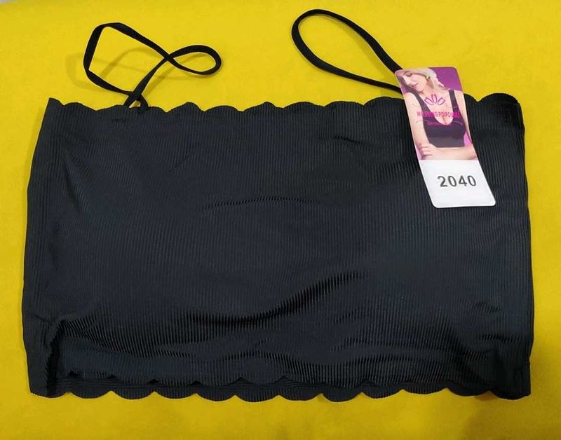 179 -- Black Scalloped Bandeau Bra