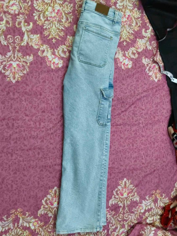 Light Wash Cargo Jeans