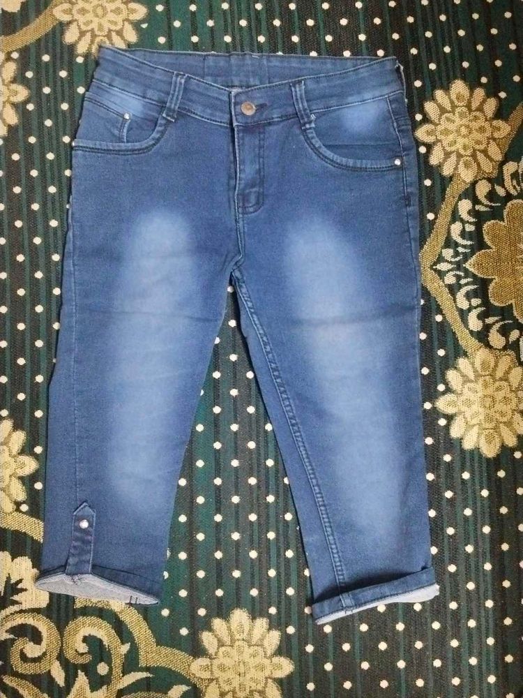Blue Denim Capri 3/4