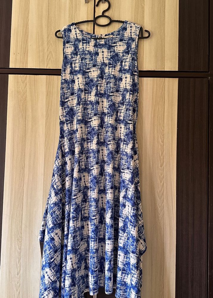 AND Blue &amp; White Abstract Print Dress