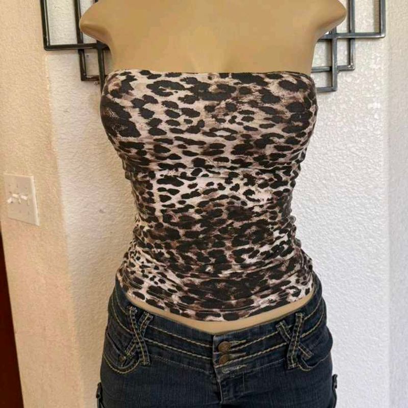 Leopard Print Strapless Top
