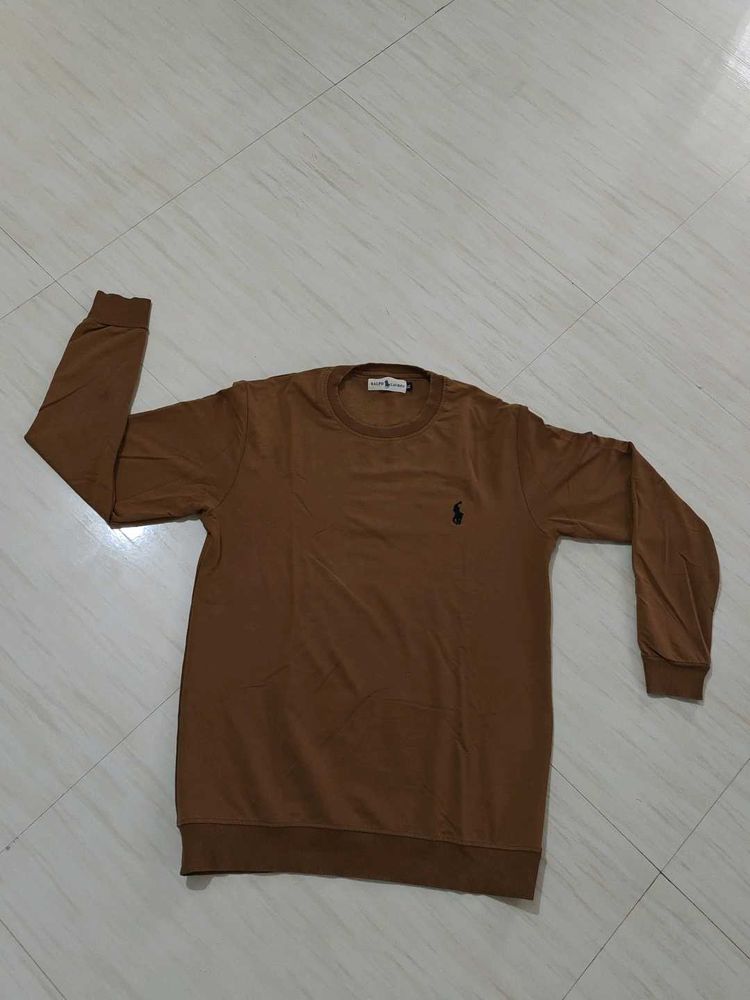 Classic Brown Long-Sleeve Crewneck T-shirt