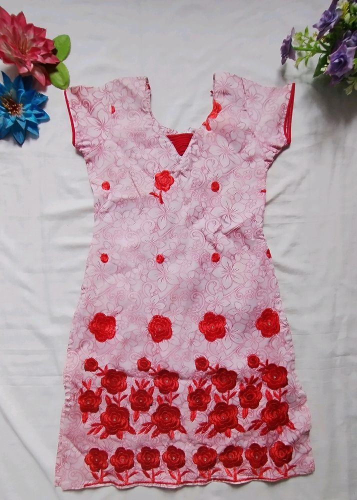Stylish Red Flower Kurta Top