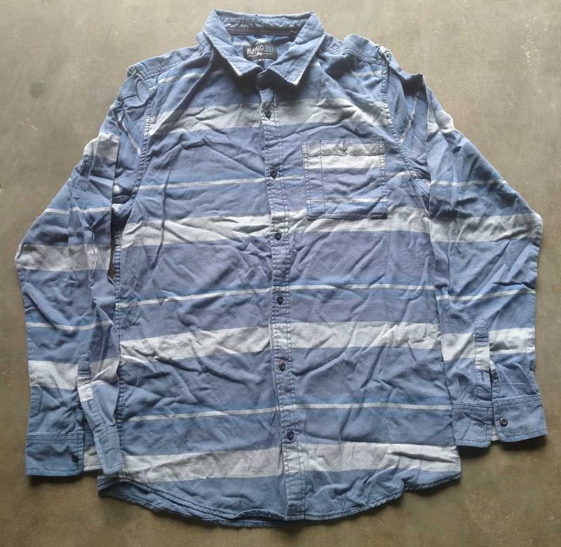 Blue &amp; Gray Striped Button-Down Shirt