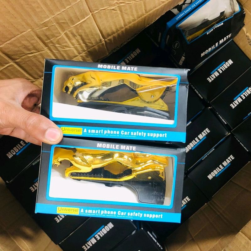 Jaguar Car Phone Holder (Golden) Pack Of 3