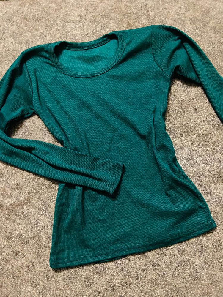 Solid Teal Long Sleeve Top