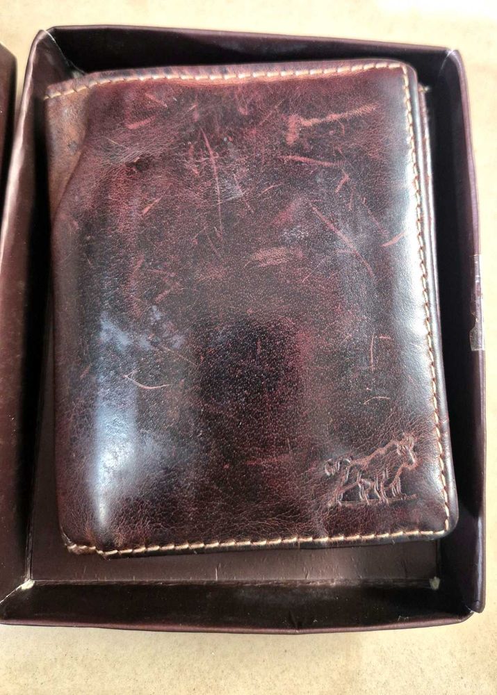 Brown Leather Wallet with Embossed Detail