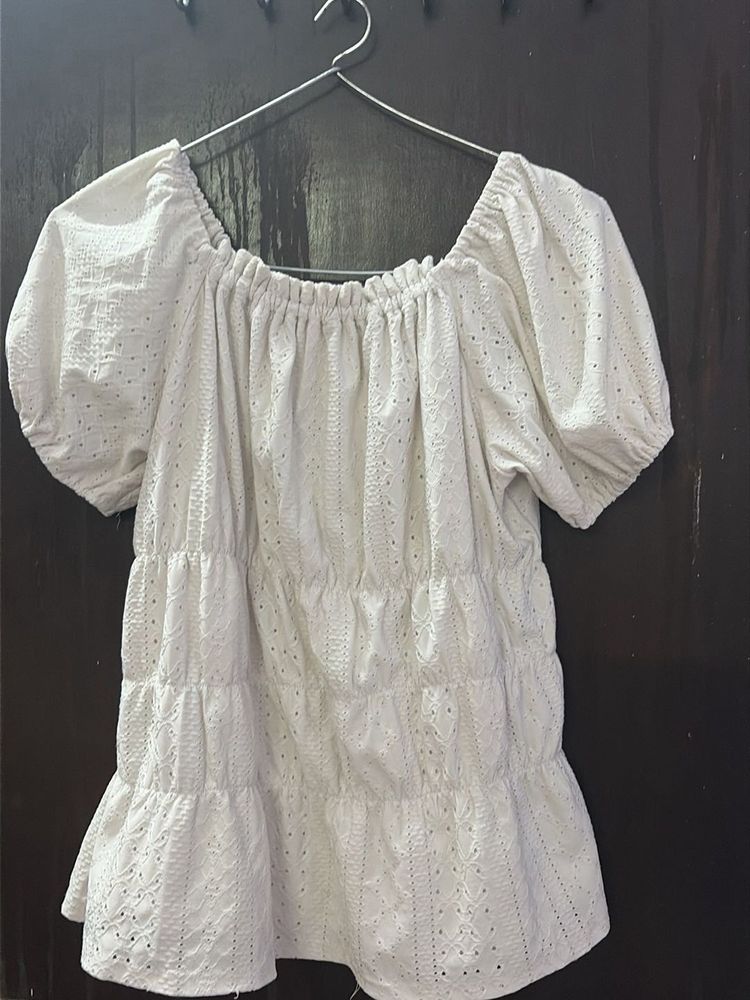 Chic White Broderie Anglaise Top