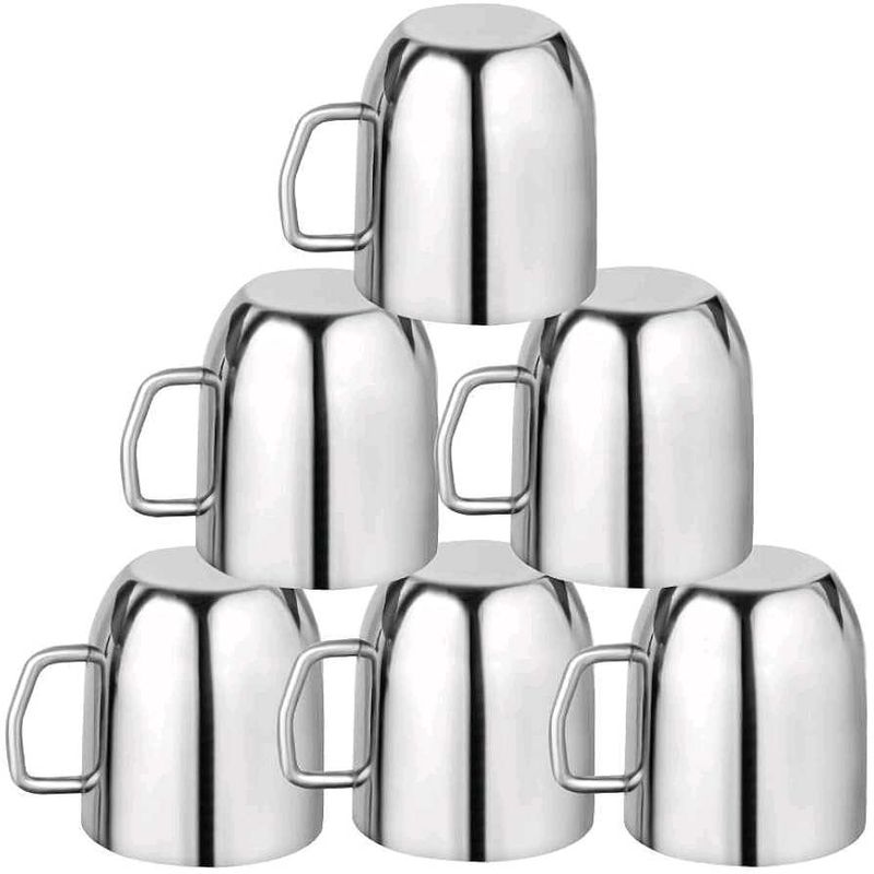 Set of 6 Stainless Steel Double Wall Mugs