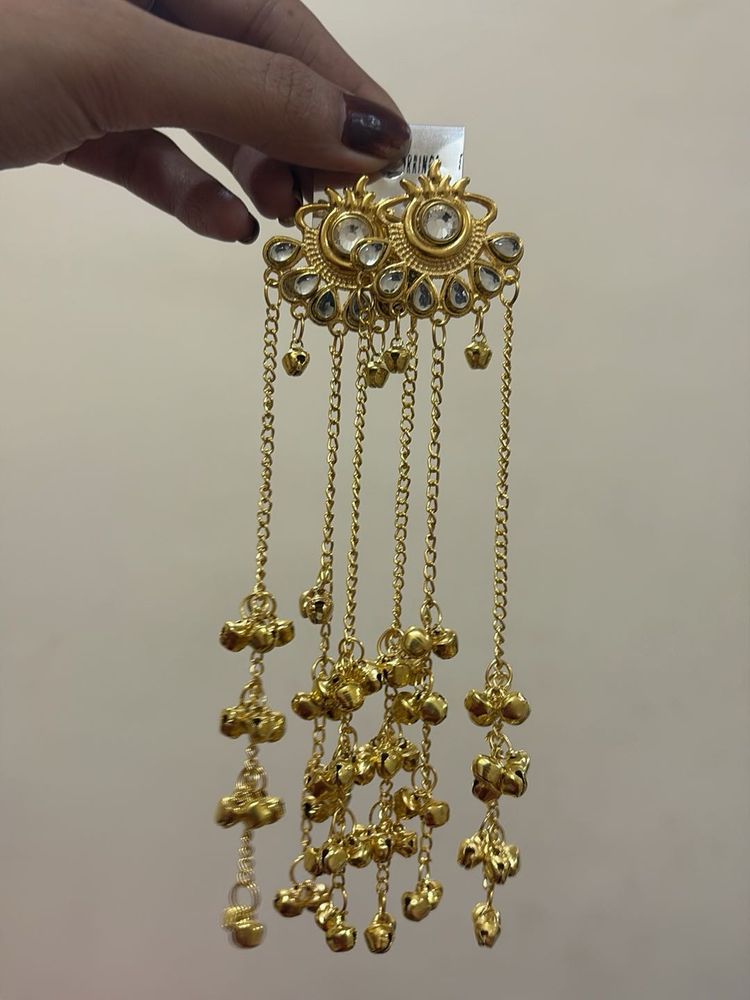 Gold Tone Dangling Kashmiri Earrings