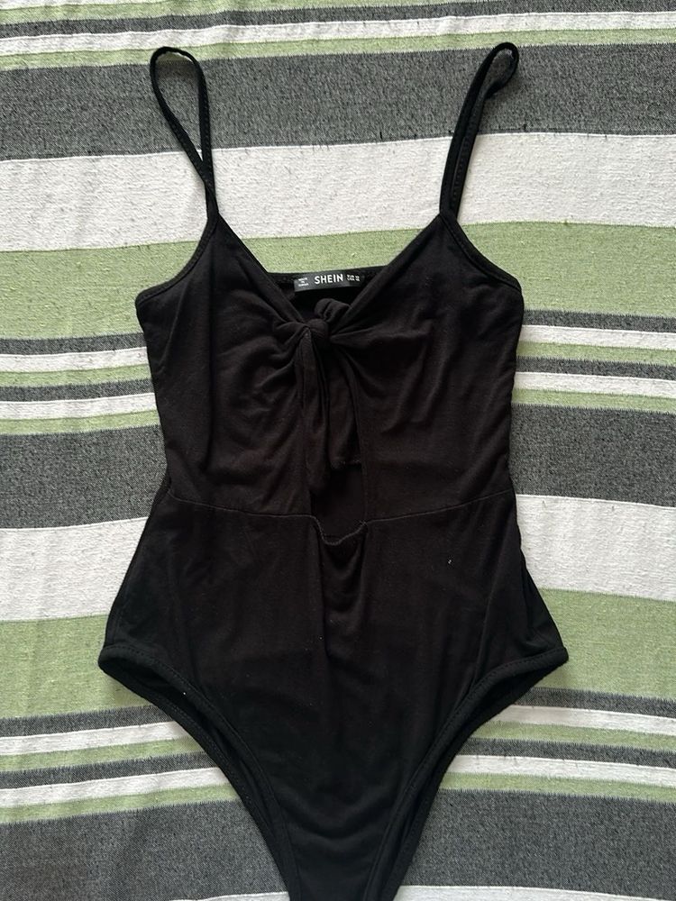 Shein Black Knot Front Bodysuit