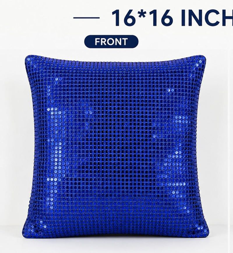 Sparkling Royal Blue Sequin Pillow Cover