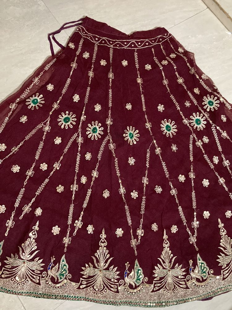 Beautiful Embroidered Maroon Skirt