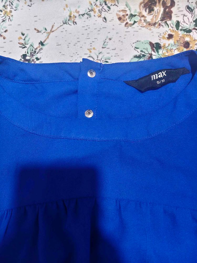 Vibrant Blue Button-Up Top (Slightly Transparent)
