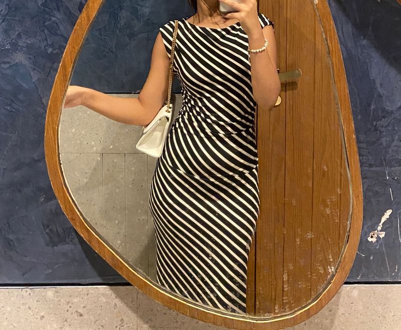 Striped long fitted Dress