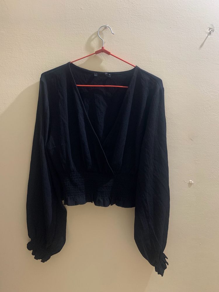 Black Smocked Top