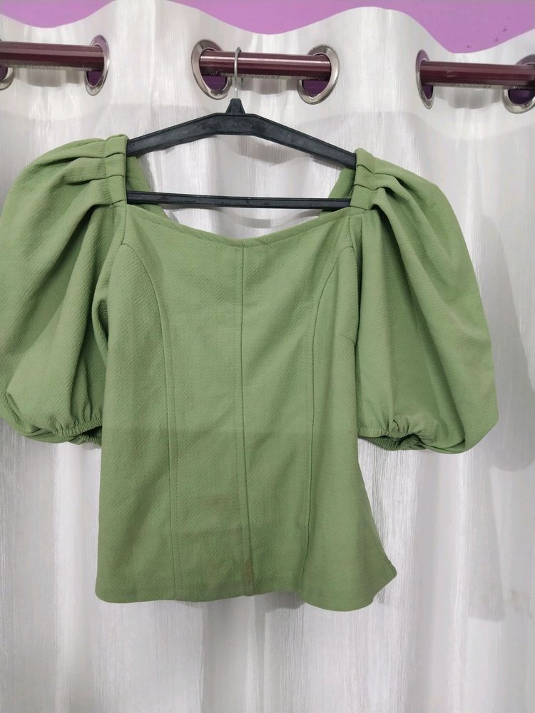 Green Crop Top
