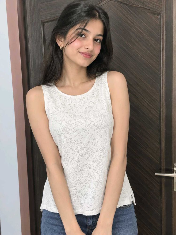 White Lace Sleeveless Top