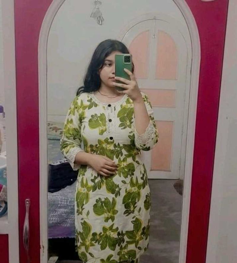 Floral Print green Kurta