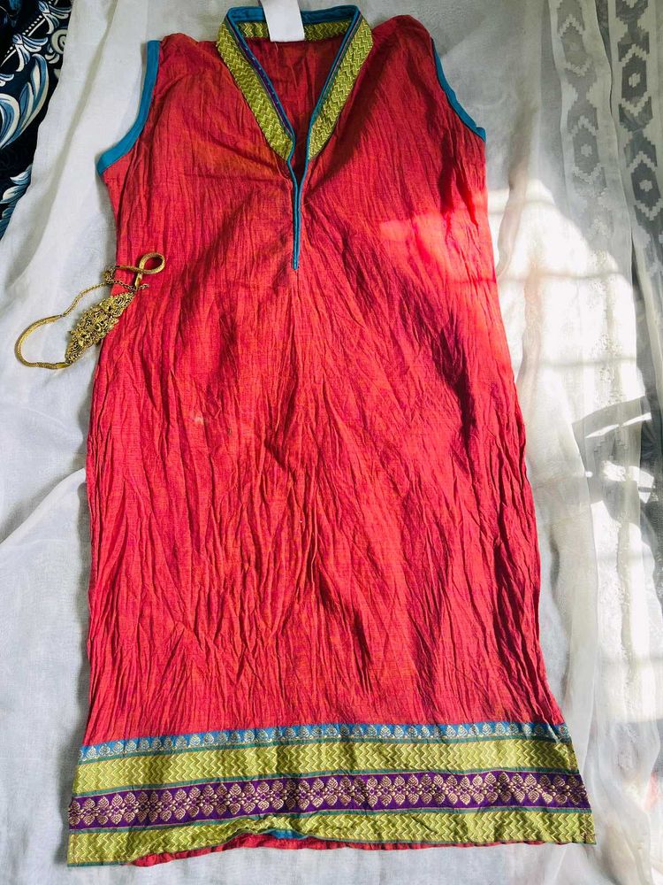Vibrant Coral Kurta