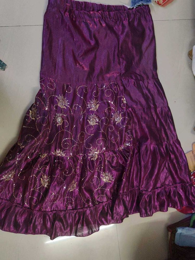 Vibrant Purple Embroidered Ethnic Skirt