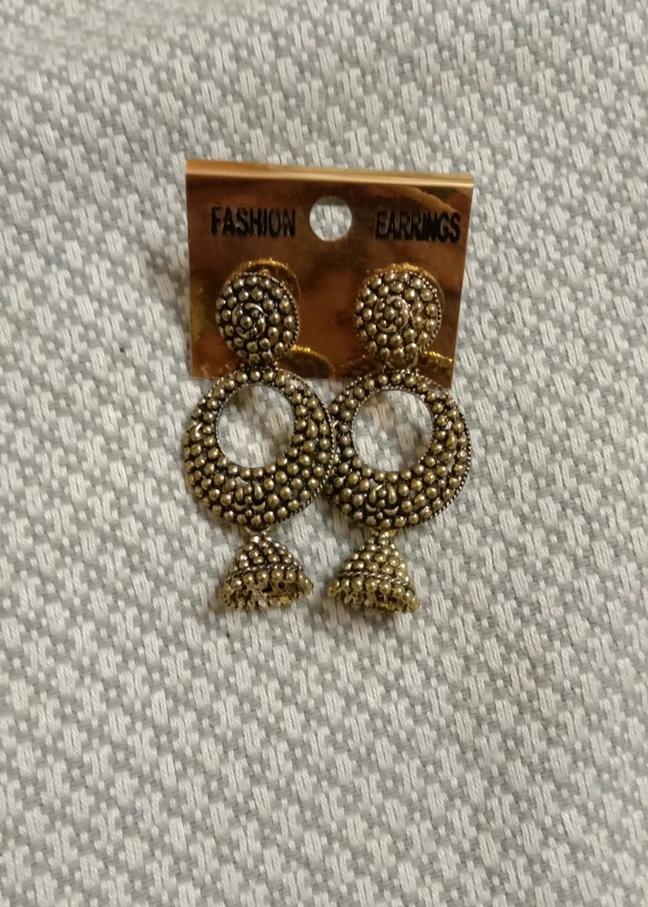 Brand New Beautiful Copper Plated Ring With Jhumka Earrings