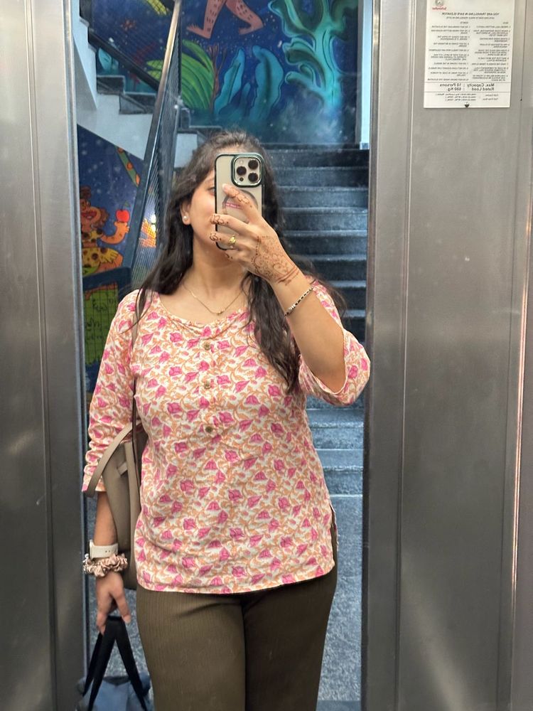 Jaipur cotton - Pink Floral Print Kurta