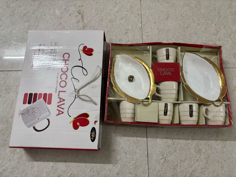 🆕CHOCO LAVA 6 Cup with 2 Platter Gift Set