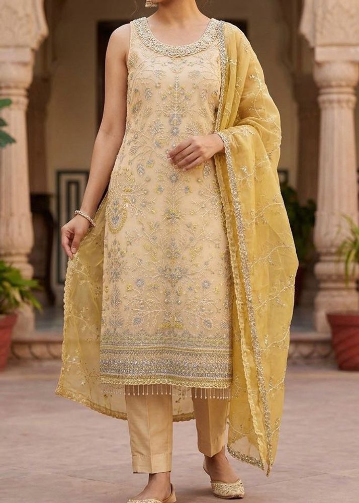 Embroidered Butter Yellow Kurta Set