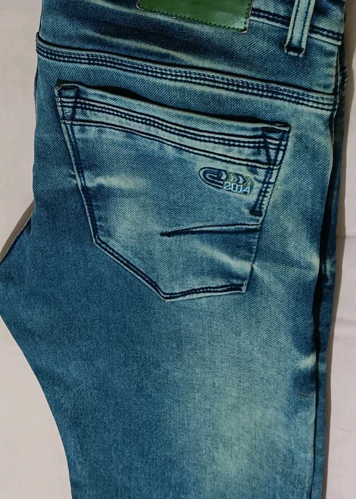 Men's Blue Washed Denim Jeans