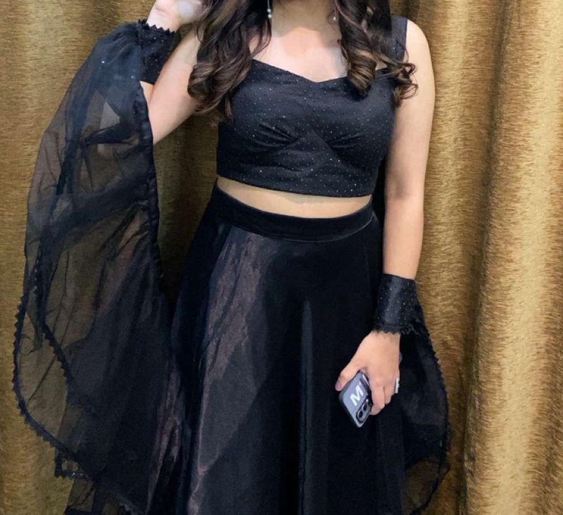 Stunning Black Sequined Lehenga and duppata